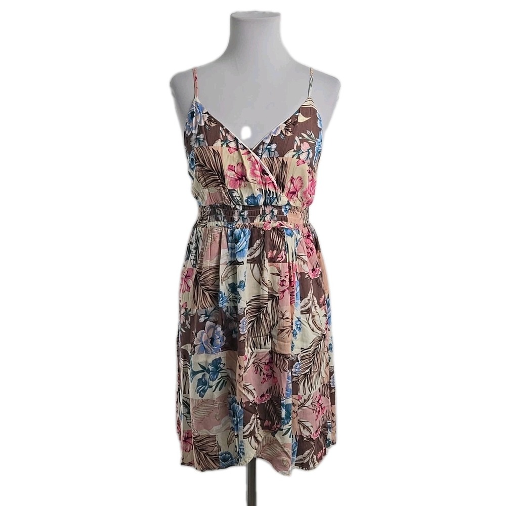 O'Neill Crinkle Viscose Faux Wrap Spaghetti Strap Mini Dress Junior Medium M